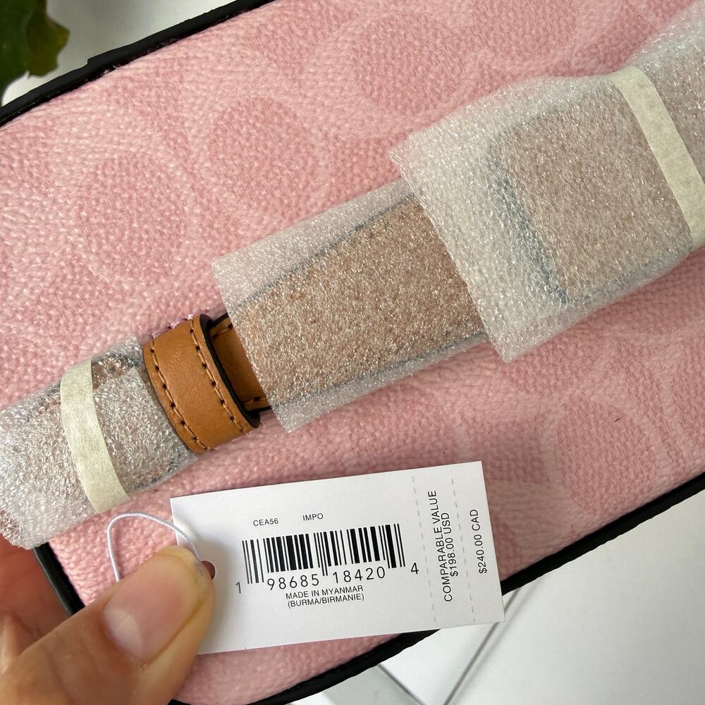 NWT Coach Cosmetic Case In Signature Canvas Gold/Powder Pink CEA56 - Picture 12 of 12